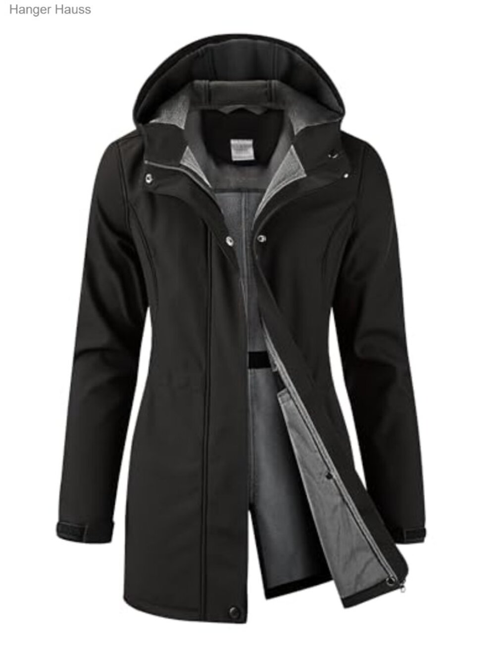 Women's Waterproof Fleece Lined Softshell Rain Jacket Long Hood